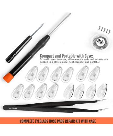 Eyeglasses Nose Pads  TEKPREM Glasses Nose Pads Replacement Repair Tools Kit with 5 Pairs of Air Chamber Silicone Nose Pads Screws Screwdrivers Tweezer and Cleaning Cloth for Glasses and Sunglasses - Buy Online on GoSupps.com