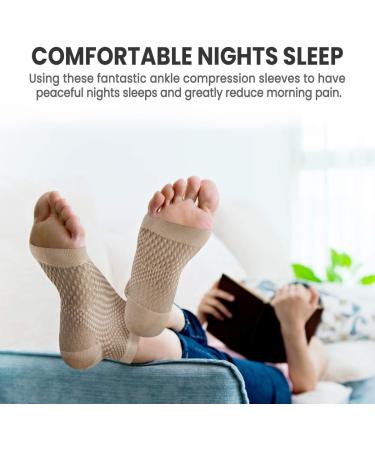 AVIDDA Plantar Fasciitis Support Socks - Compression Foot Sleeves for Pain Relief, Sprained Ankle, and Sports Protection - Size L Beige - Buy Online on GoSupps.com