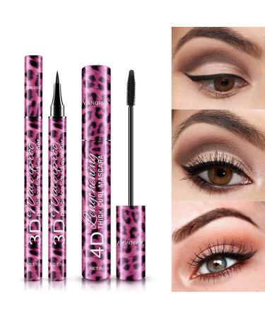 Silk Fiber 4D Mascara & Eyeliner Set - Waterproof, Anti-Smudge, Thickening | Enlarge Eyes with Curler | 2-Piece Set - Buy Online on GoSupps.com