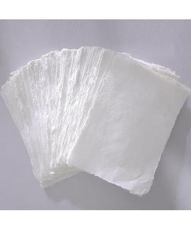 E-Tailor Handmade Cotton Deckle Edge Paper Loose Leaf Sheets 130 GSM Ivory White ( Pack of 1-5x7-20-Sheets ) 5x7" (Ivory-A) - Pack of 20