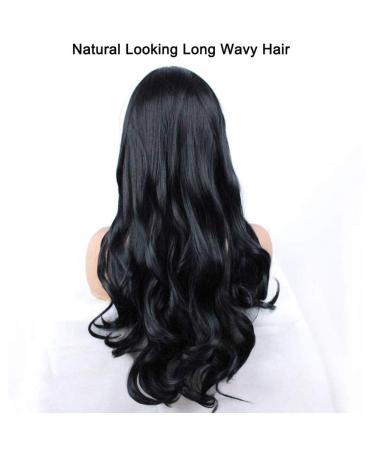 Zanawigs Long Corrugated Black Synthetic Wig - 24 Inch Curly Heat-Resistant Middle Part Wig for Women - Buy Online on GoSupps.com