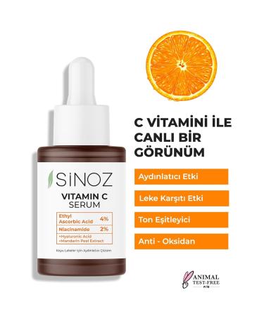 Sinoz Vitamin C Serum 10% - Radiant Glow & Hydration for All Skin Types | Hyaluronic Acid Face Serum - 30ml - Buy Online on GoSupps.com