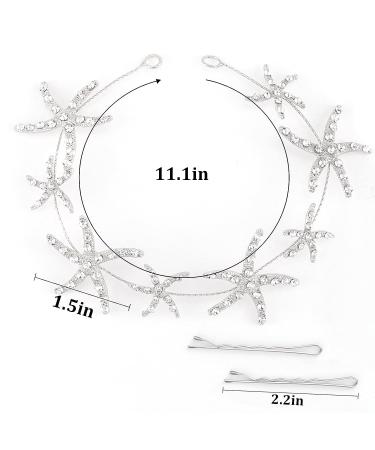 Bridal Hair Accessories - Starfish Headband for Beach Wedding (Silver) - Buy Online on GoSupps.com