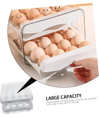 Mikikit Egg Storage Box Egg Tray for Refrigerator Egg Storage Tray Convenient Egg Organizer Household White 21.5x22.5x14cm - Buy Online on GoSupps.com