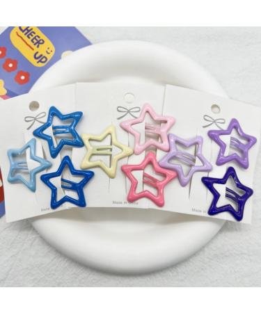 3pieces Cool Hair Clip Star Shape Snap Hairpin Candy Color Hair Clip for Spring Summer Hairpins for Teenagers Children Blue - Buy Online on GoSupps.com