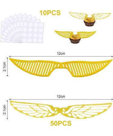 Pack of 100 Wings Ornaments Birthday Ornaments Glitter Wizard Cupcake Ornament for Magic Theme Parties Wedding Parties Birthday Baking Muffin Ornament (Gold) - Buy Online on GoSupps.com