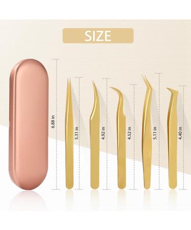 Lbvzxkad High Precision Lash Tweezers Set - 5 Piece Stainless Steel Eyelash Tweezers for Classic & Volume Extensions - Buy Online on GoSupps.com