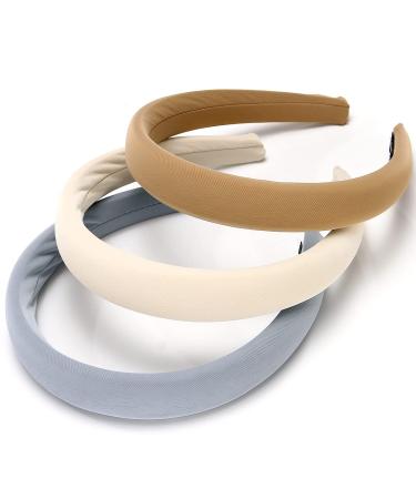Set of 3 Fashion Wide Headbands for Women - Blue, Beige, Khaki - Soft Padded Headbands - Stylish Hair Accessories - Buy Online on GoSupps.com
