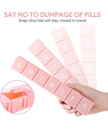 2 Pack XL Winlike Weekly Travel Pill Organizer - 7 Day Case for Vitamins, Pills & Supplements - Pink - Buy Online on GoSupps.com
