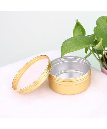 Zeoabsy 10-Piece Gold Aluminum Empty Jars - 150ml Round Tins with Screw Lid for Cosmetics Candles & Ointments | Includes 5 Spatulas & 1 Gold Label - Buy Online on GoSupps.com