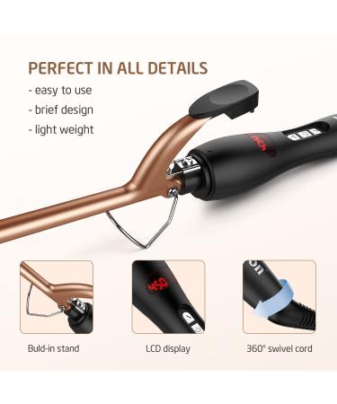 9mm Thin Ceramic Curling Iron with LCD Display - 3/8 Inch Small Barrel Curling Wand for Long & Short Hair - 9 Heat Settings & Heat-Resistant Glove Included (Golden) - Buy Online on GoSupps.com
