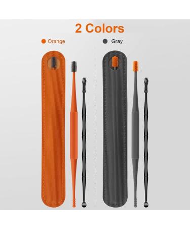 ZIEM 2PCS Silicone Ear Pick Double Head Ear er 360 Spiral Swab Ear Wax Removal Tool Ear ing Sticks Earpick Remover with Leather Bag Grey - Buy Online on GoSupps.com