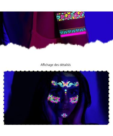 Besreey Temporary Face Stickers UV Neon Fluorescent Makeup Face Decals Waterproof Face Decorations for Festival Bar Adults Halloween - Buy Online on GoSupps.com