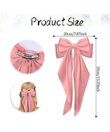 Silky Satin Hair Bows 3 PCS Big Black White Pink Bowknot Set Metal Spring Clip Oversized Long Tail Hair Ribbons Ponytail Holder French Barrettes Hair Accessories for Women Christmas Gifts Black & White & Dark Pink - Buy Online on GoSupps.com