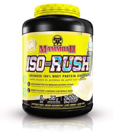 Mammoth Iso-Rush Premium Whey Protein Isolate Fast-Digesting Hormone Free Cross Flow Micro-Filtered (CFM) Sugar Free Bioactive Lactose Free Gluten Free 5 LB (Vanilla Ice Cream) - Buy Online on GoSupps.com