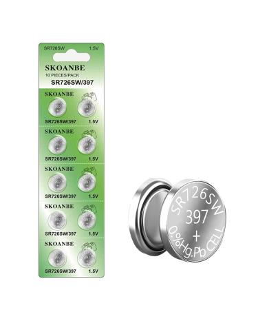 SKOANBE SR726SW 397 1.5V Silver Oxide Watch Battery-10 Packs