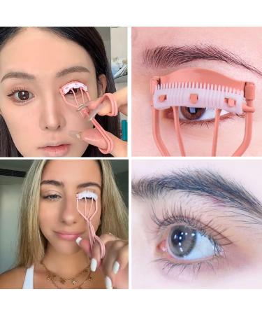 Eyelash Curler with Comb and 2 Silicone Refill Pads - Pink Beauty Makeup Tool for Women and Girls - Buy Online on GoSupps.com