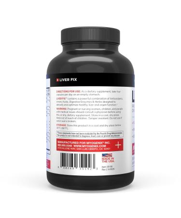 Myogenix Liver Fix Professional Liver & Organ Detox Formula Enhances Digestion Supports Fat Metabolism Easy-to-Swallow Dietary Supplement (120 Capsules) - Buy Online on GoSupps.com