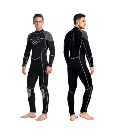 Goldfin Women Wetsuit Men, 3mm Neoprene Diving Suit Thermal Shorty Wetsuit Back Zip for Water Sports Kayakboarding Surfing Snorkeling Swimming 6.Mens Fullsuit - Black X-Small