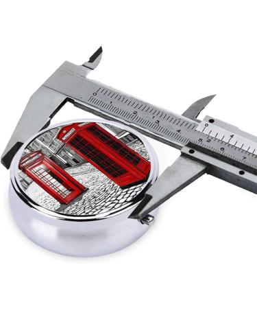 London Red Telephone Booth Mini Round Pill Box | 3-Compartment Travel Organizer | Portable Pill Case for Home & Office - Buy Online on GoSupps.com