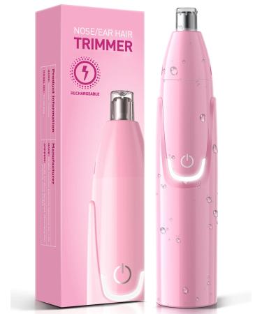 Rechargeable Nose Hair Trimmer for Men 2023 Professional Painless Ear and Eyebrow & Facial Hair Trimmer for Men Women Powerful Motor and Dual-Edge Blades for Easy Cleansing IPX7 Waterproof Pink