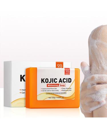 Kojic Acid Soap Whitening Solid Soap Acne Dark Spots Hyperpigmentation Smooth Skin Moisturizing Soap Bar for Face and Body Deep Cleansing Gentle Soap for All Skin Type (100g)