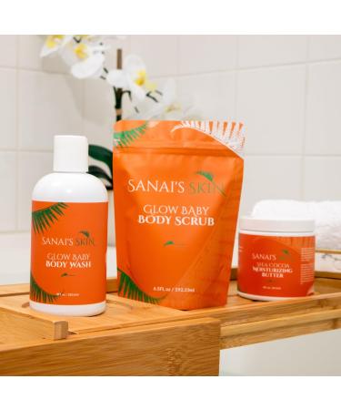 Sanai's Skin Glow Baby Body Scrub | Vegan & Cruelty-Free Exfoliator | Shea Butter & Sea Salt for Soft Smooth Moisturized Skin - Buy Online on GoSupps.com