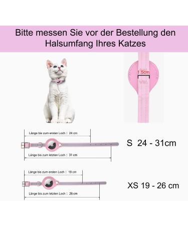 Premium Adjustable Leather Airtag Cat Collar - Reflective GPS Tracking Neck Band for Small Medium & Large Cats (XS Pink 19-26cm) - Anti-Lost Airtag Case - Buy Online on GoSupps.com