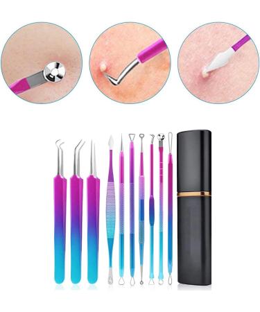 Rehomy 10pcs Stainless Steel Blackhead Remover Extractor Tools Acne Kit Pimple Popper Tool Kit for Nose Face Forehead - Buy Online on GoSupps.com