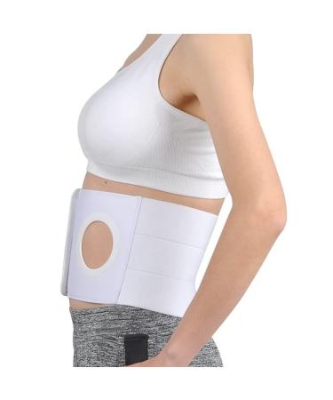 XJz slope cotton soft stoma-hernia belt breathable stoma girdle waist support belt belly binder brace herrnia support belt with stoma opening white l