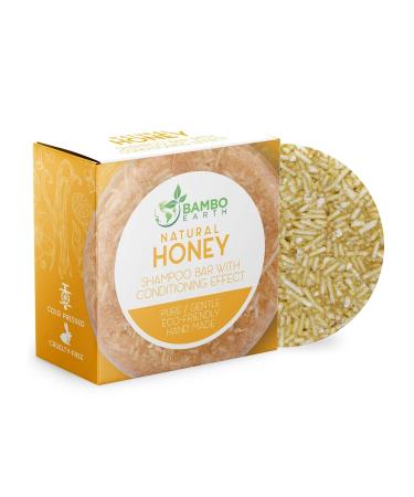 BAMBOEARTH Solid Shampoo Bar and Conditioner Effect Hair Soap Natural Shampoo Bars for Hair with Plant Essential Oils and Zero Waste Biodegradable Packaging Honey