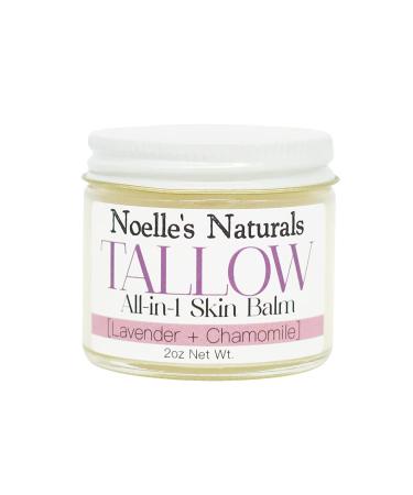 Organic Tallow Balm - 2oz Jar - Lavender Chamomile - All-In-One Skin Balm - Soothing Healing Moisturizing for all Skin Types - Excellent for Dry Skin Eczema Burns Cuts Boo-Boos Cracked Heels