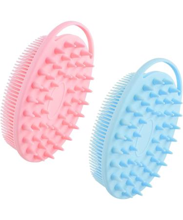 Silicone Body Scrubber Loofah 2 Pack - Exfoliating Bath Brush for Shower - Shampoo Brush - Soft Silicone Body Scrub for Men Women - Pink & Blue - Buy Online on GoSupps.com