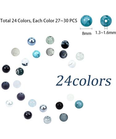 PandaHall 720pcs 8mm Round Glass Beads - 24 Colors Black Bracelet Beads for Jewelry Making - Halloween Eid Mubarak Ramadan Decoration - Buy Online on GoSupps.com