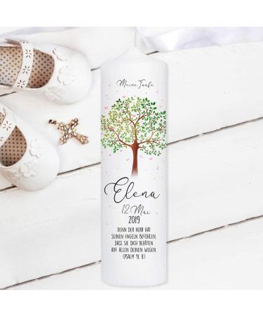 Personalized Tree of Life Baptism Candle - 25cm x 7cm | Unique Wall Decal for Baptism Gifts - Buy Online on GoSupps.com