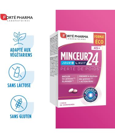 Fort Pharma - Slimming 24 45+ | Slimming Supplement for Women 45+ - Elimination - Fat Burning | Collagen Vitamin B Horsetail Chili Zinc Chromium | 56 Tablets - Buy Online on GoSupps.com