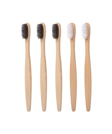 Toothbrush bamboo bamboo toothbrush set nano toothbrush bamboo adult bamboo toothbrush degradable charcoal toothbrushes environmentally friendly toothbrushes BPA-free wood toothbrushes 5 pieces