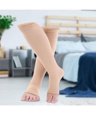 Zipper Compression Socks - Support Stockings for Varicose Veins & Swollen Legs | Open Toe Wadenh he | Ideal for Running & Nursing | XXL Beige - Buy Online on GoSupps.com