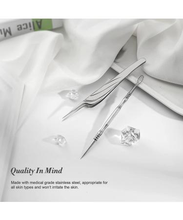 BEZOX Blackhead Tweezer and Acne Needle Set - Stainless Steel Comedone Extractor Kit - Buy Online on GoSupps.com