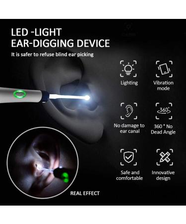 Vibrating Ear Wax Removal Tool with Light - Safe Ear Wax Cleaner for Adults or Kids with 4 Ear Pick Pieces and Brush - White - Buy Online on GoSupps.com