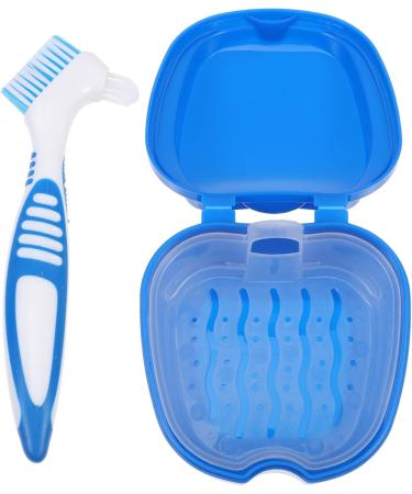 MILISTEN Dental Bath Case for Dentures & Toothbrush Travel Tooth Cleaning Container with Brushes (Blue) - International Shipping Available - Buy Online on GoSupps.com
