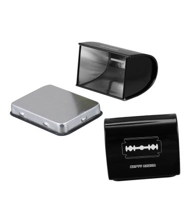 Minkissy 2st blade storage box razor blades razor disposal fall bank recycling black container for sharp objects razor box iron white sheet collector man black 6.5x4.5x6cm
