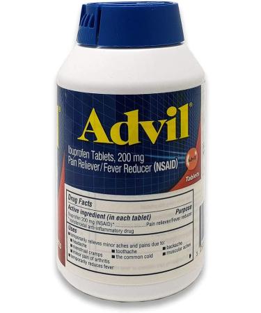 Advil 200mg Ibuprofen Coated Tablets - 360 Count - Pain Reliever & Fever Reducer - Buy Online on GoSupps.com
