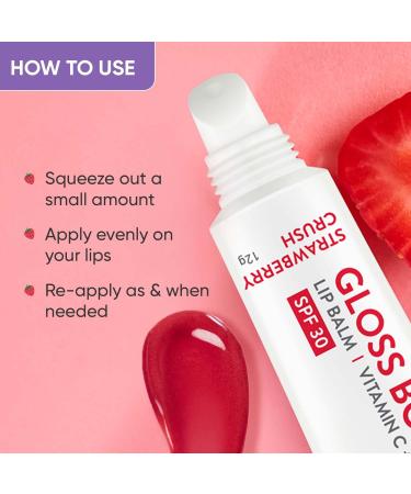 Strawberry Lip Balm with SPF 30 | Moisturizing Tinted Lip Balm for Soft Naturally Pink Lips | Vitamin C & E | Hydrating Lip Care for Women - 0.40 Fl Oz - Buy Online on GoSupps.com
