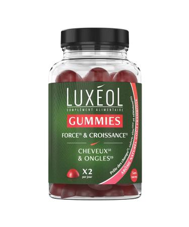 LUX OL - 60 Strength & Growth Gummies - Hair & Nail Supplement - Fortification - Natural Raspberry Flavor - Sugar Free - Made in France - 1 Month Program