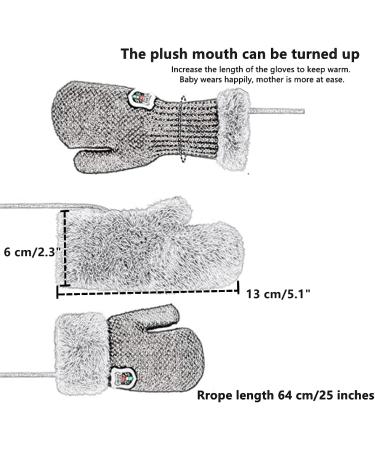 0-3Y Kids Knitted Mittens with Hanging Neck String Thicken Soft Plush Thermal Winter Warm Gloves Full Finger Cycling Biking Sports Gloves for Baby Infant Children Toddler Girls Boys Dark Gray - Buy Online on GoSupps.com