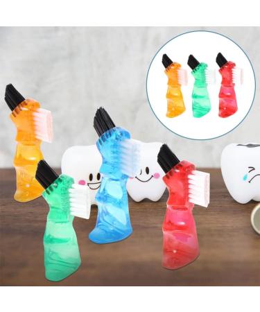 Healeved 3pcs Denture Cleaning Brushes - Ergonomic Handle, Portable Toothbrush for False Teeth - Denture Brush for Effective Cleaning - Buy Online on GoSupps.com