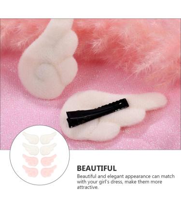 Beaupretty Plush Angel Wing Hair Clips - 4 Pairs Cute Cartoon Hairpins for Girls & Women | Slipproof White & Pink - Buy Online on GoSupps.com