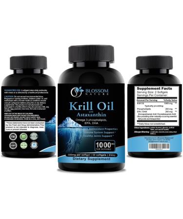  Antarctic Krill Oil 1000mg Softgels with Astaxanthin Omega-3 EPA & DHA Supplement for Heart Brain and Joint Health in Form of Phospholipids 60 Vanilla-Flavored Softgels 1000mg Vanilla Flavor - Buy Online on GoSupps.com
