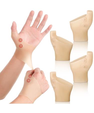 4 pieces Gel Wrist Thumb Braces Wrist Hand Thumb Gloves Waterproof Wrist Compression Sleeve Hard Thumb Arthritis Brace for Typing Pain Relief, Men and Women (2 Pairs)